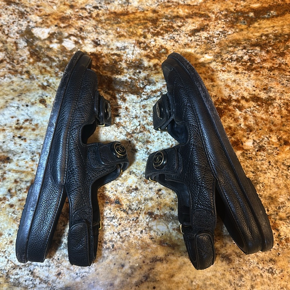 CHANEL Black Leather Dad Sandals - Picture 8 of 9